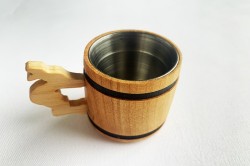 Wooden 5 cl mini jug with metallic interior