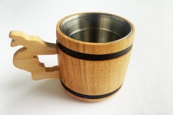 Wooden 5 cl mini jug with metallic interior