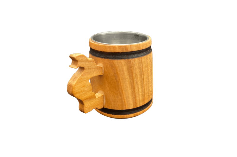 Wooden 5 cl mini jug with metallic interior