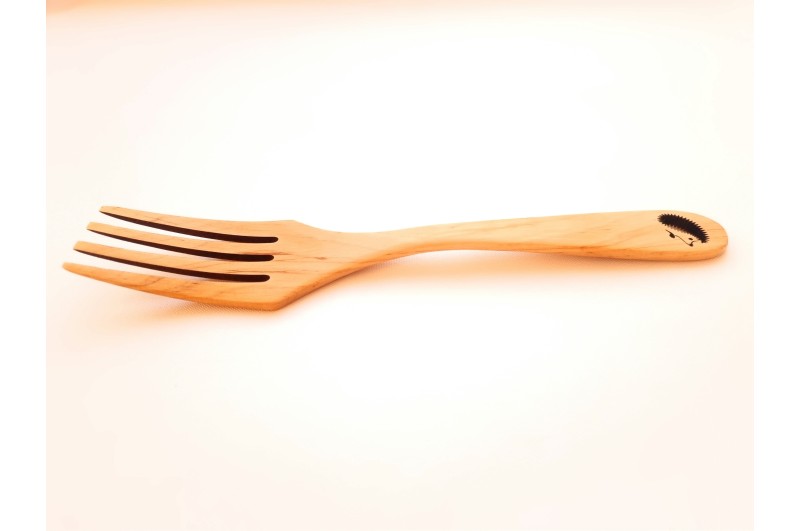 Frying pan spatula fork with laser cut image